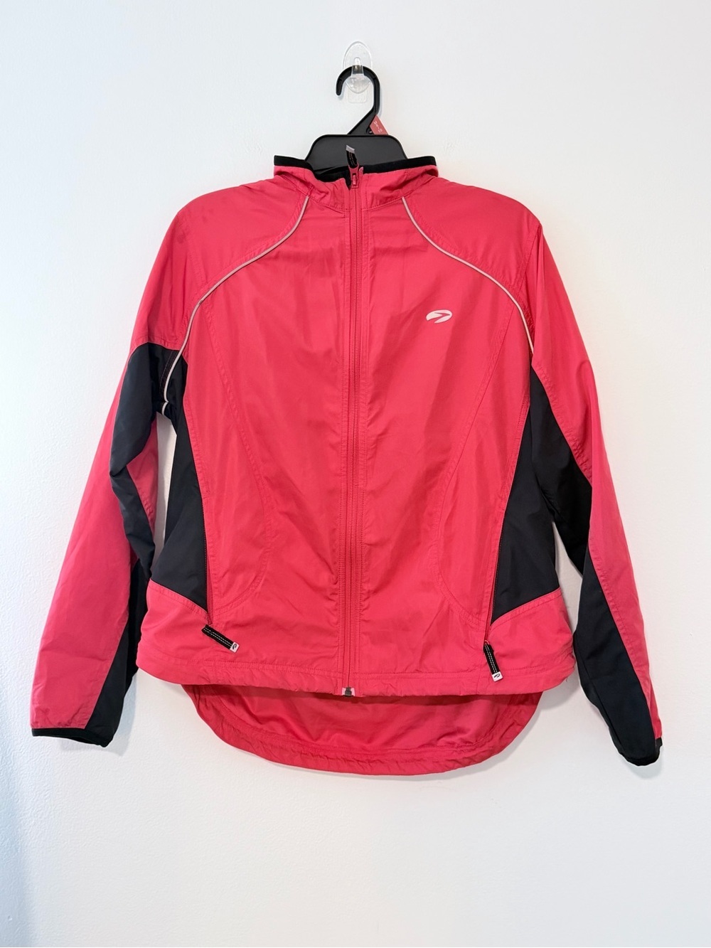 Brooks Womens Large Pink Running Windbreaker Jacket Reflective Full Zip L